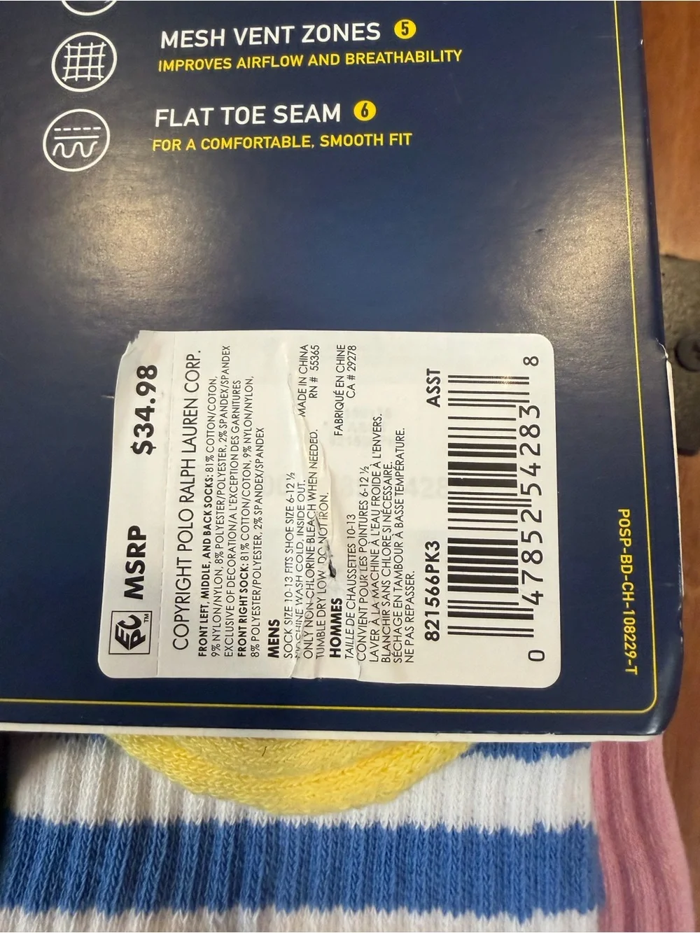 Polo by Ralph Lauren Men's Crew Socks – Blue, Gray & Pink Variety Pack
